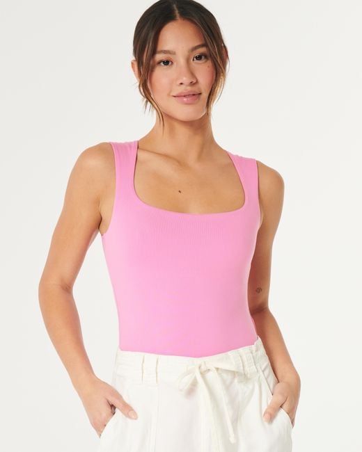 Hollister Pink Soft Stretch Seamless Fabric Open-back Bodysuit