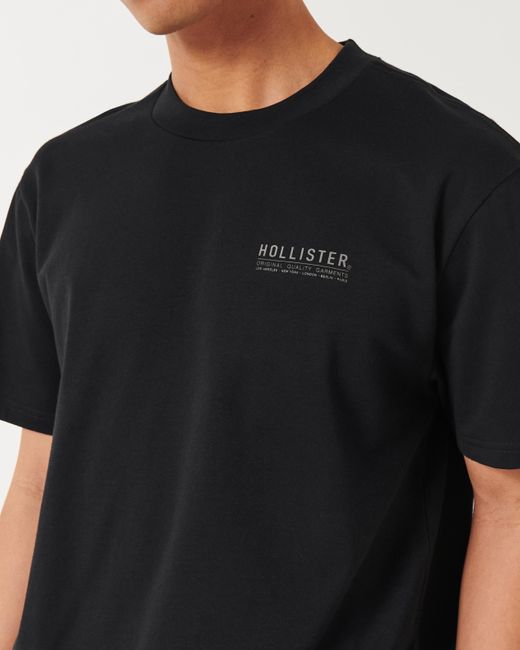 Hollister Black Relaxed Logo Cooling Tee for men