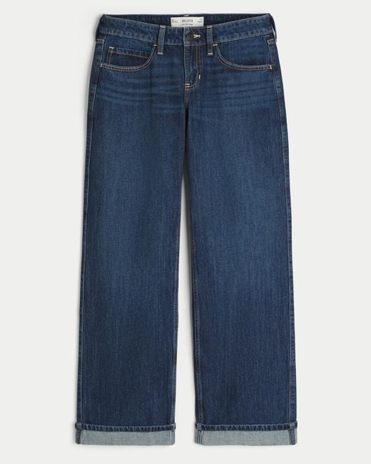 Hollister Blue Low-rise Dark Wash Baggy Jeans