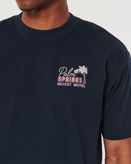 Hollister Blue Boxy Palm Springs Graphic Tee for men
