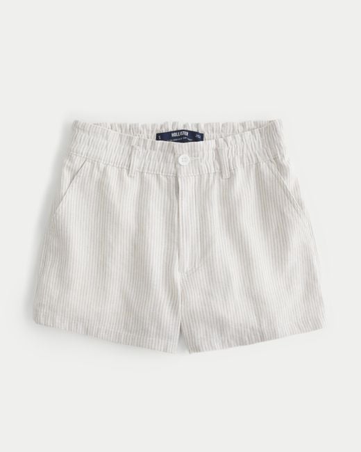 Hollister White Ultra High-rise Linen Blend Soft Shorts