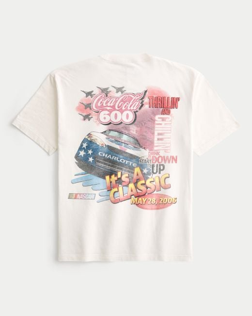 Hollister Pink Boxy Nascar Coca-cola 600 Graphic Tee for men