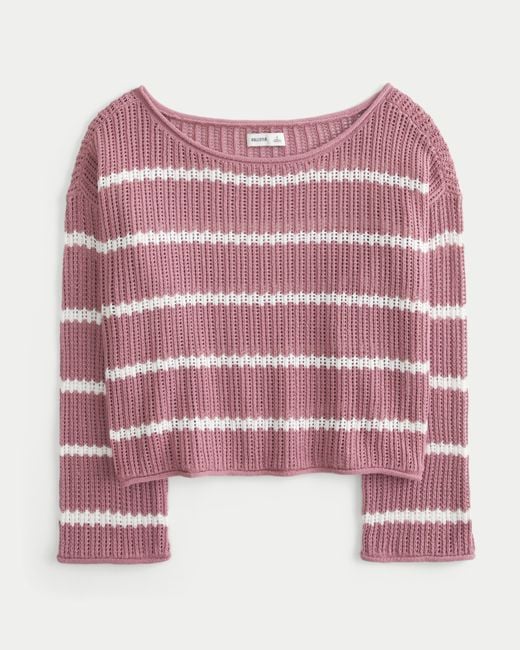 Hollister Pink Easy Crochet-style Sweater