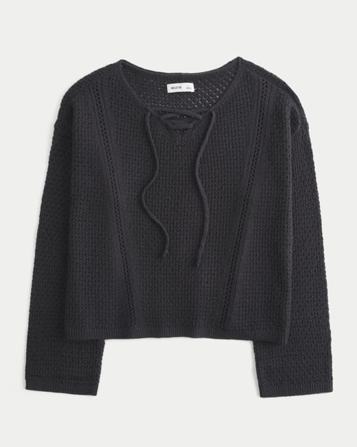 Hollister Black Stitchy V-neck Sweater