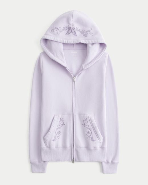Hollister Purple Hollister Feel Good Embroidered Zip-up Hoodie