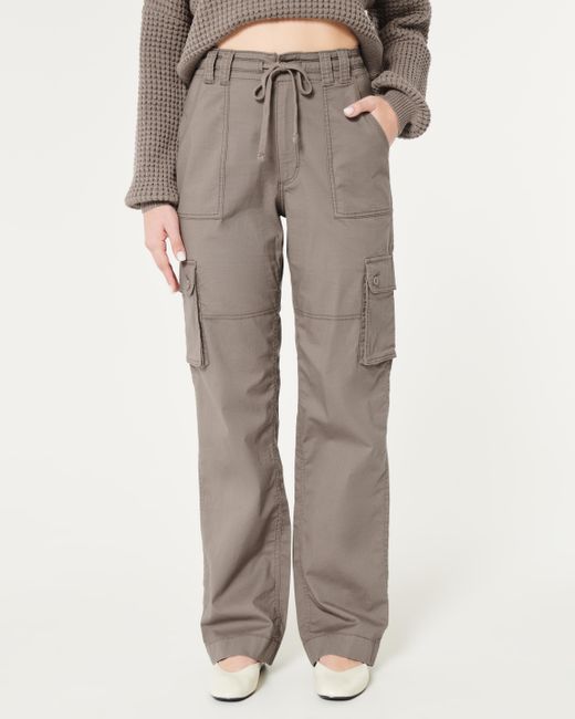 Hollister Gray Ultra High-rise Dad Cargo Pants