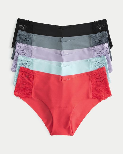 Hollister Red Gilly Hicks Lace-side No-show Hiphugger Underwear 5-pack
