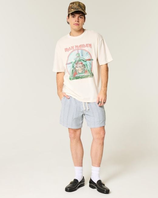 Hollister Blue Boxy Iron Maiden Graphic Tee for men