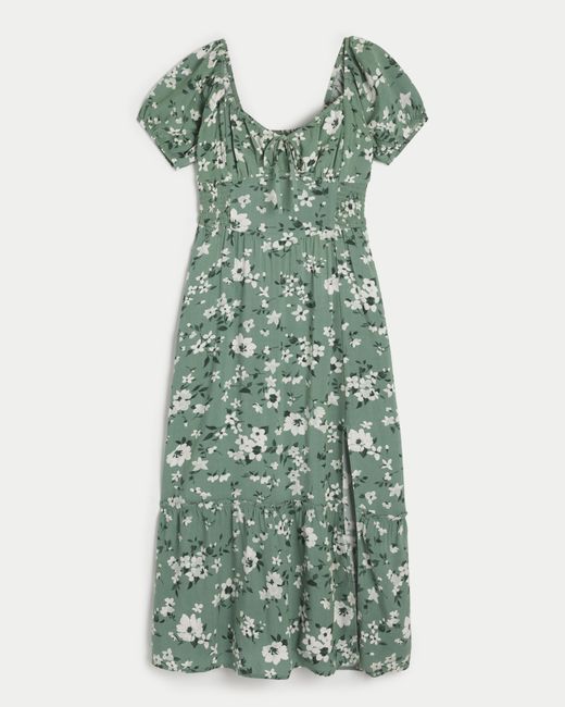 Hollister Green Hollister Sofia Side-smocked Midi Dress