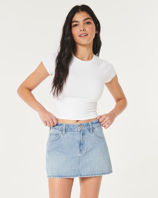 Hollister Blue Mid-rise Denim Mini Skirt