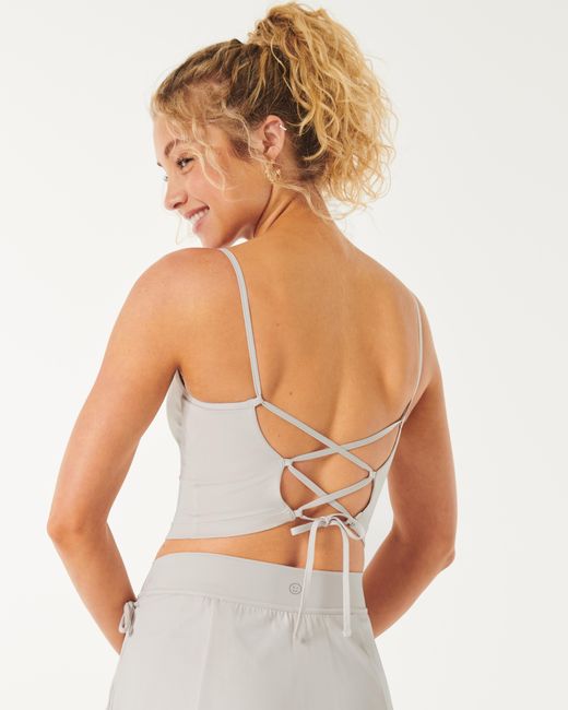 Hollister White Gilly Hicks Active Energize Lace-up Tank