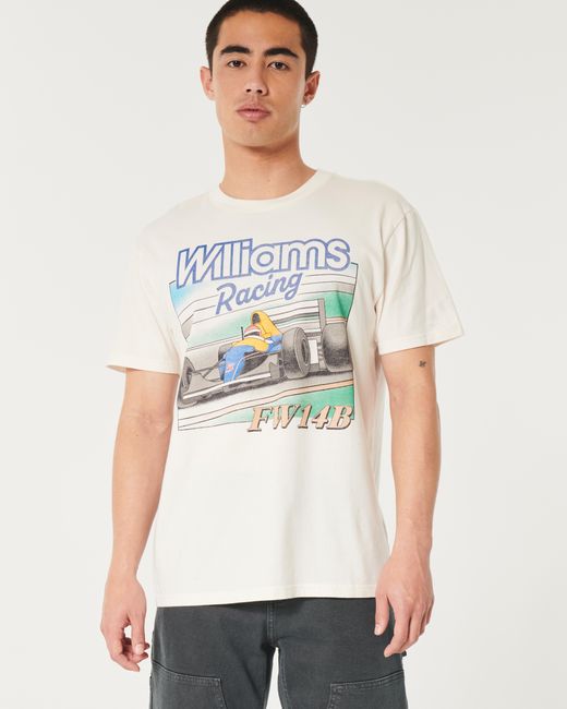 Hollister White Relaxed Williams Racing Graphic Tee for men