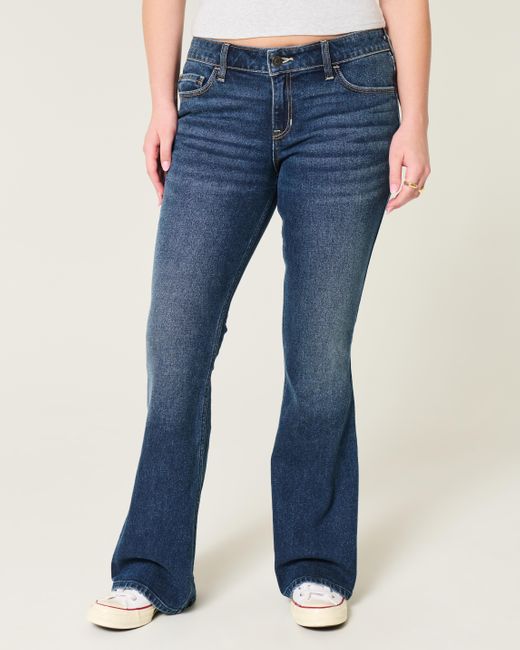 Hollister Blue Low Rise Bootcut-Jeans in dunkler Waschung