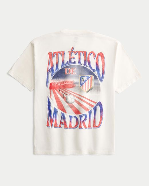 Hollister White Atlético De Madrid Graphic Tee for men