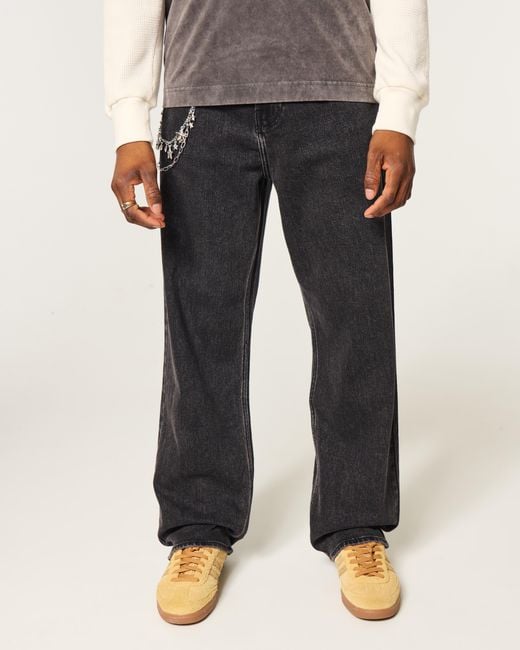 Hollister Blue Hollister X Taco Bell Washed Black Embroidered Graphic Baggy Jeans for men