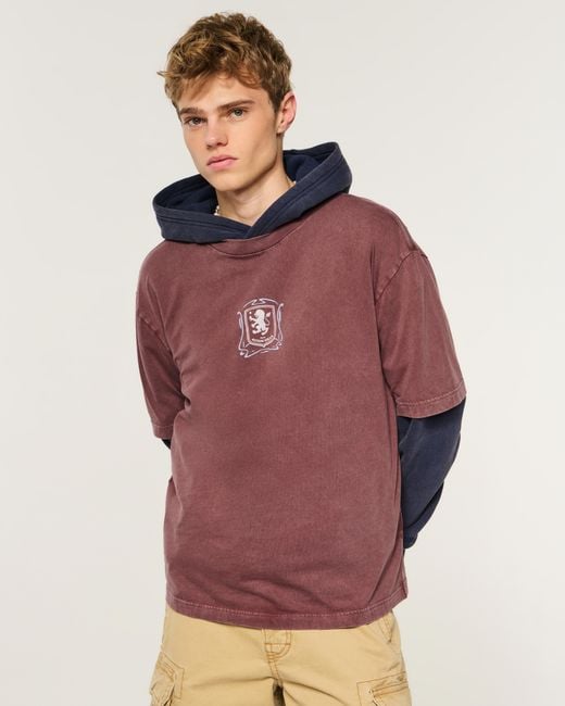 Hollister Red Aston Villa F.c. Graphic Tee for men