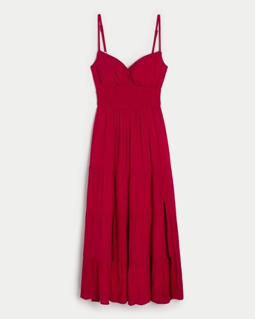 Hollister Red Twist Bust Midi Dress