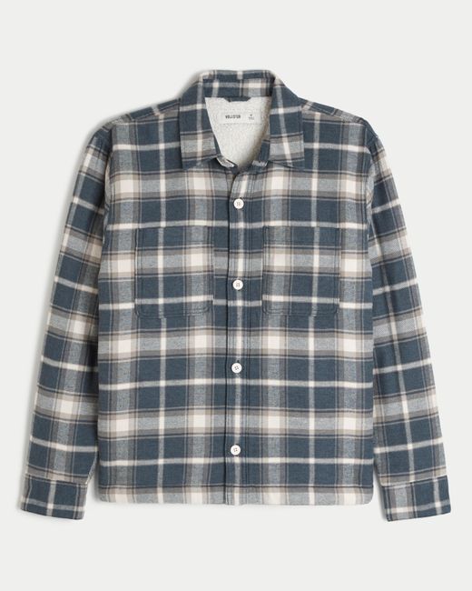 Hollister Blue Cozy Lined Shacket for men