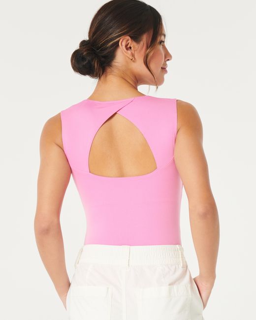 Hollister Pink Soft Stretch Seamless Fabric Open-back Bodysuit