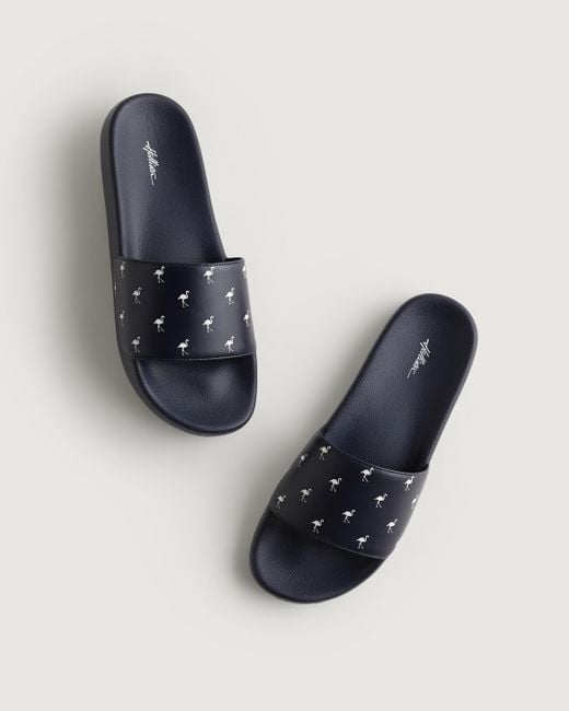 Hollister Flamingo Pattern Slide in Blue for Men Lyst UK