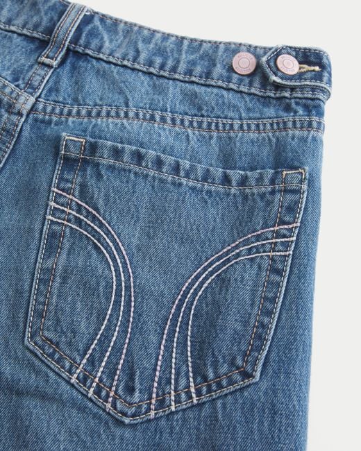 Hollister Blue Hollister Andi Adjustable Waist Low-rise Medium Wash Baggy Jeans
