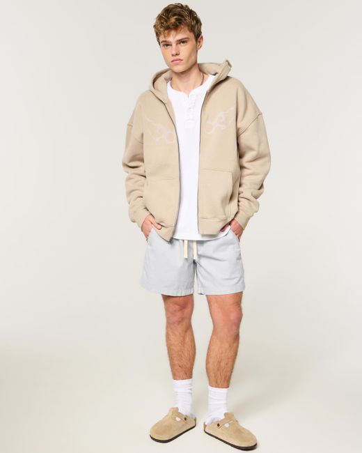 Hollister Gray Mid-thigh Linen-blend Pull-on Shorts for men