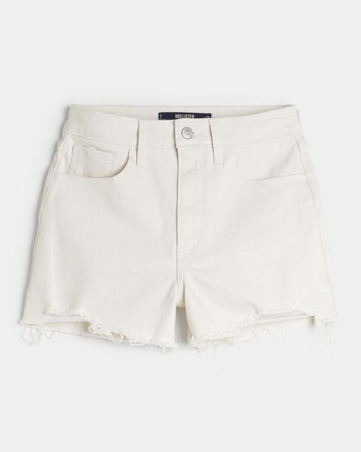 Hollister Natural Ultra High-rise White Denim Mom Shorts