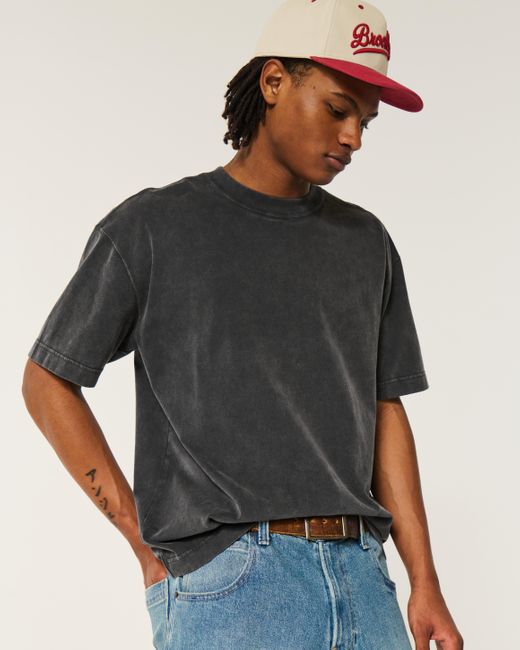 Hollister Black Heavyweight Boxy Crew T-shirt for men