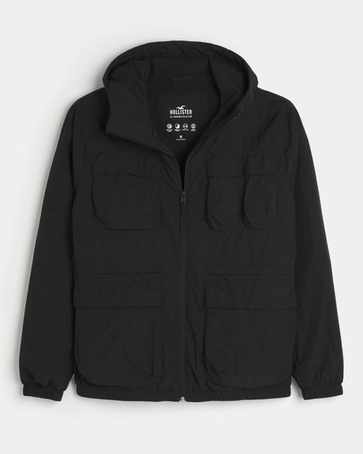 Hollister Black Fleece-lined All-weather Hoodie Jacket for men