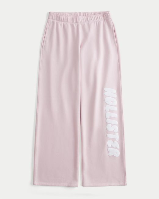 Hollister Pink Logo Graphic Wide-leg Sweatpants