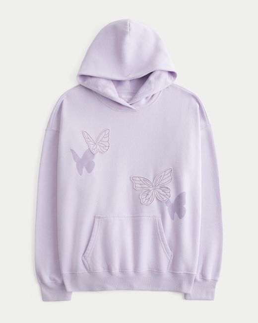 Hollister Purple Hollister Feel Good Oversized Butterfly Graphic Hoodie