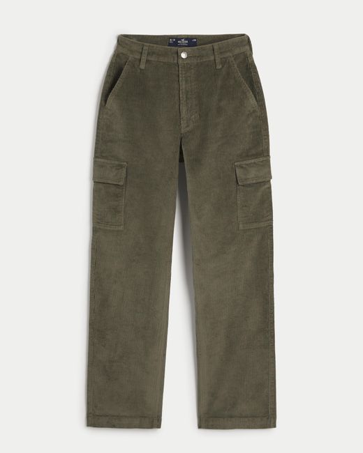 Hollister Green Ultra High-rise Corduroy Cargo Dad Pants