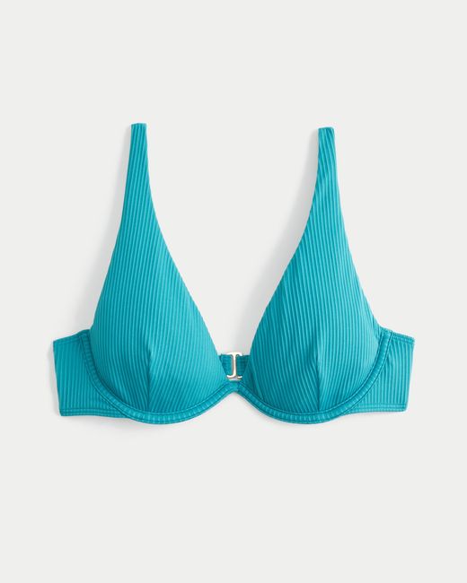 Hollister Blue Rib High Apex Underwire Bikini Top