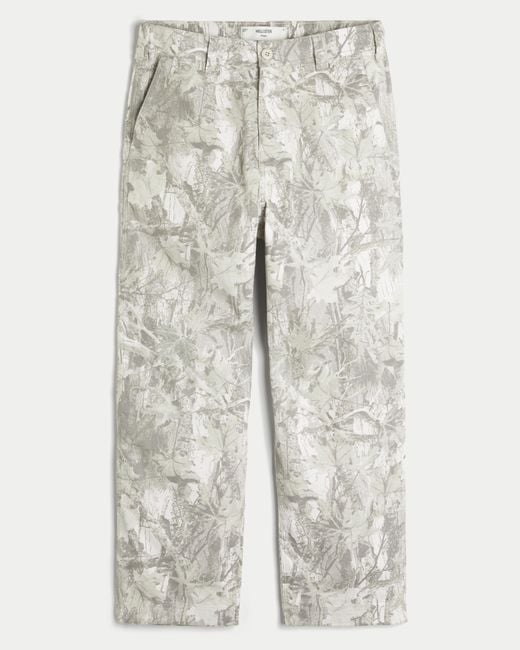 Hollister White Linen-blend Camo Baggy Pants for men