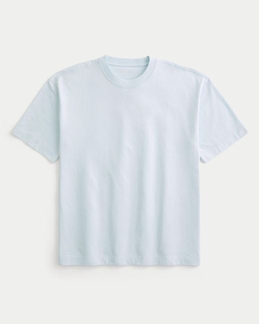 Hollister Blue Boxy Heavyweight Cotton Crew T-shirt for men