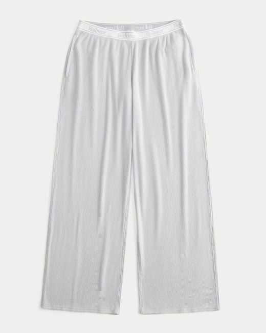 Hollister White Cozy Rib Elastic Waist Wide-leg Pants