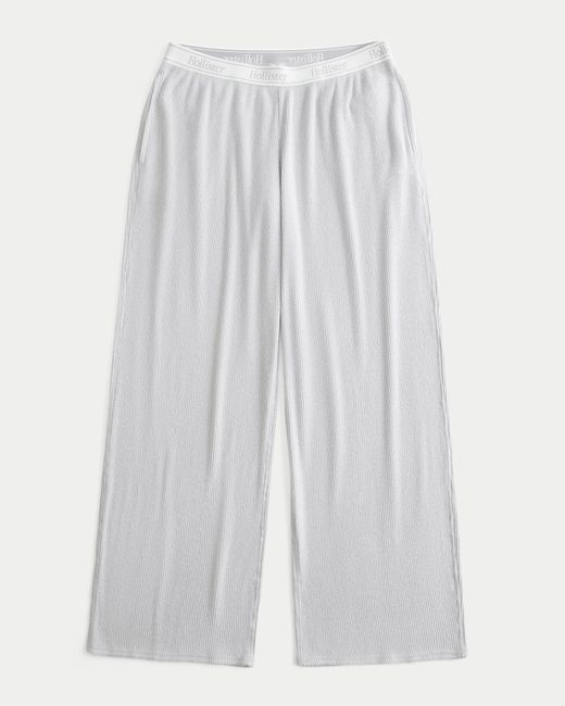 Hollister White Cozy Rib Elastic Waist Wide-leg Pants