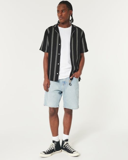 Hollister Black Boxy Short-sleeve Striped Shirt for men