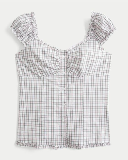 Hollister White On/off-the-shoulder Ruffle Trim Top
