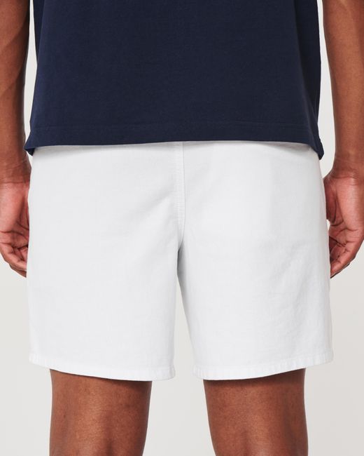 Hollister White Linen Blend Pull-on Shorts 7" for men