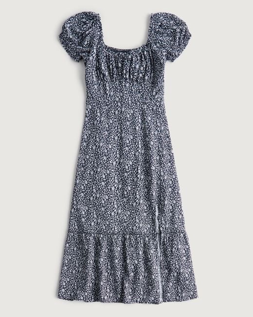 Hollister Blue On-or-off Shoulder Ruched Midi Dress