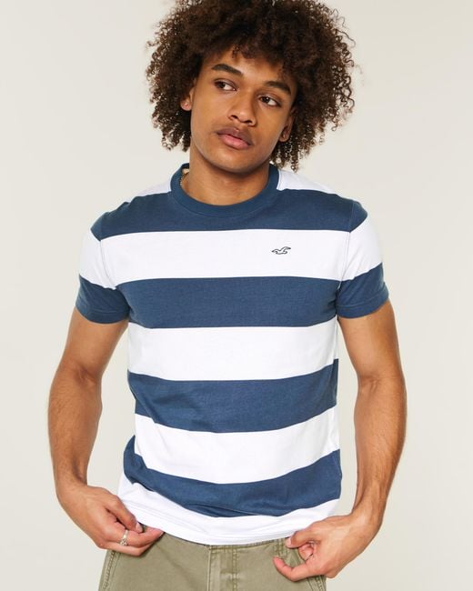 Hollister Blue Cotton Icon Crew T-shirt for men