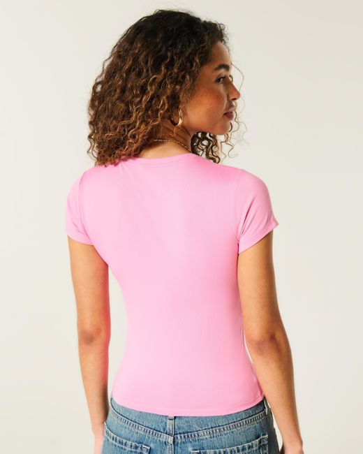 Hollister Pink Seamless Fabric Crew Baby Tee