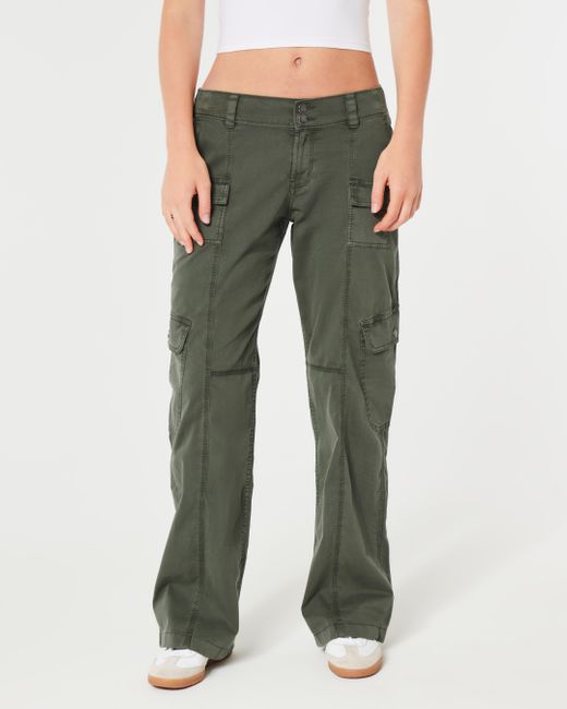 Hollister Green Low-rise Baggy Cargo Pants