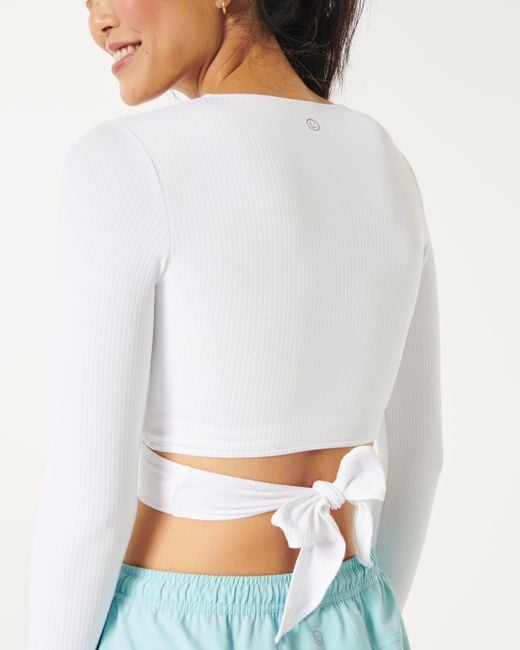 Hollister White Gilly Hicks Active Recharge Ribbed Wrap Top