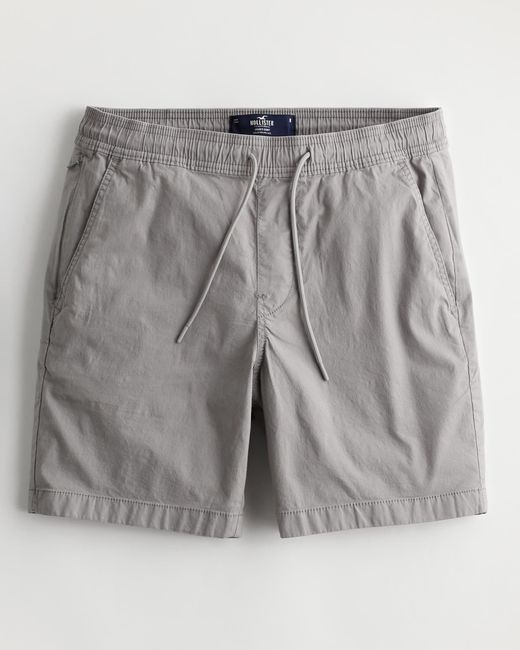 Hollister Gray Twill Jogger Shorts 7" for men