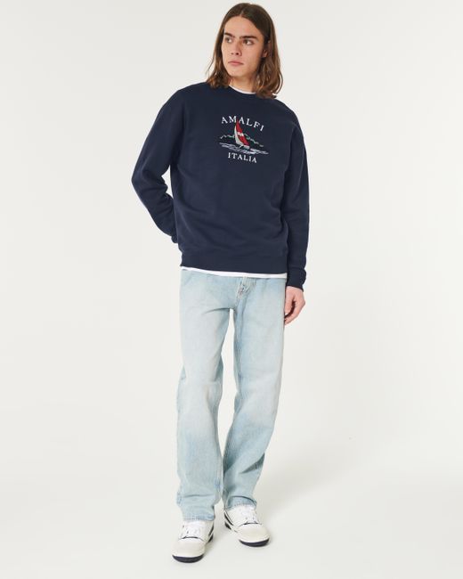 Hollister Lässiges Sweatshirt mit Rundhalsausschnitt und Amalfi Italia-Grafik in Blue für Herren