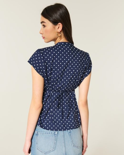 Hollister Blue Short-sleeve Icon Henley Shirt