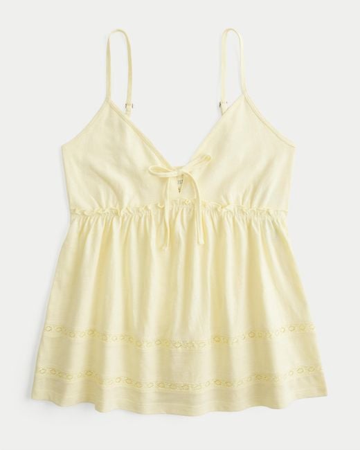 Hollister Yellow Tie-front Babydoll Top