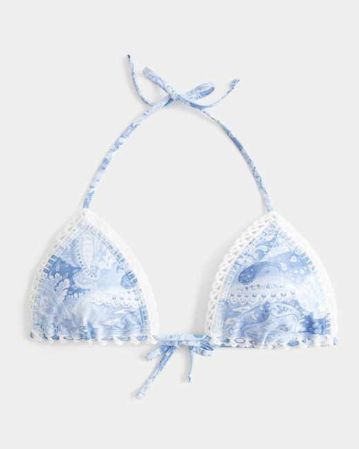 Hollister Blue Stitched Trim Triangle Bikini Top